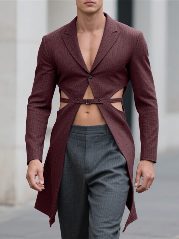 Men's Hollow Cropped Long Sleeve Blazer SKUL30653