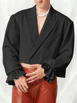 Men's Solid Color Plush Long Sleeve Blazer SKUL46255