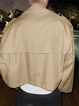 Men's Solid Color Cropped Casual Long Sleeve Jacket SKUL25781