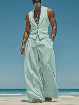 Mens Solid Color Loose Two Pieces Outfit SKUL18946