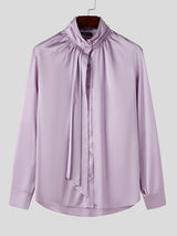 Mens French Style Solid Color Pleated Shirt SKUK74950