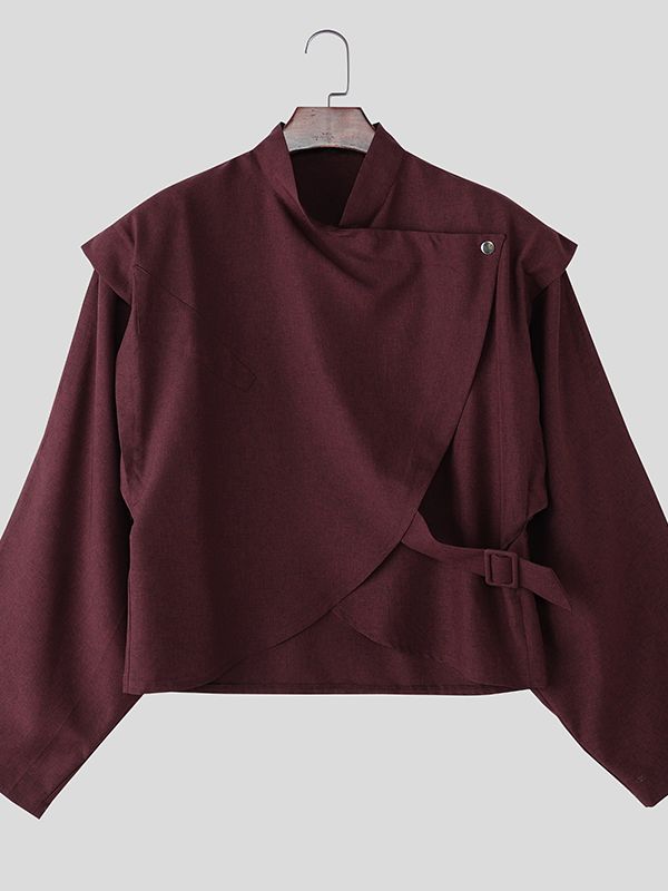 Men's Deconstructed Adjustable Buckle Waist Long Sleeve Jacket SKUL35242