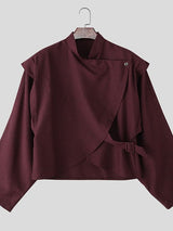 Men's Deconstructed Adjustable Buckle Waist Long Sleeve Jacket SKUL35242