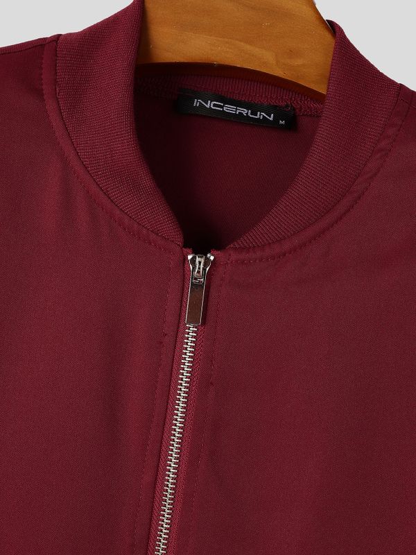 Men's Clean-Fit Minimalist Daily Commute Ribbed Stand Collar Zipper Boxy Jacket SKUL86037