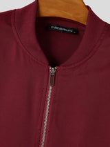 Men's Clean-Fit Minimalist Daily Commute Ribbed Stand Collar Zipper Boxy Jacket SKUL86037