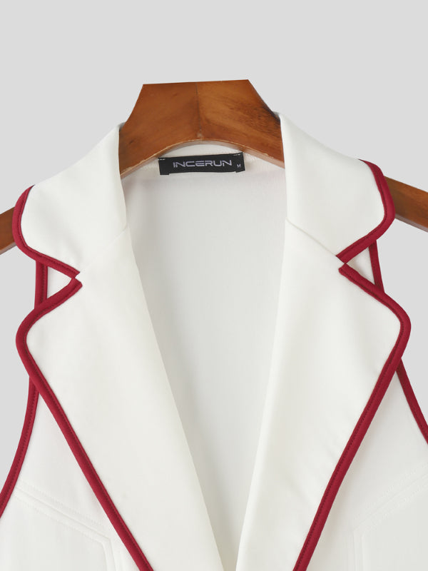 Men's Bold Stripe Piped Colorblock Casual Waistcoat SKUL21169
