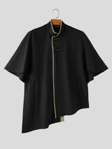 Men's Neo-Chinese Avant-Garde Asymmetrical Hemline Cape Shirt SKUL79043