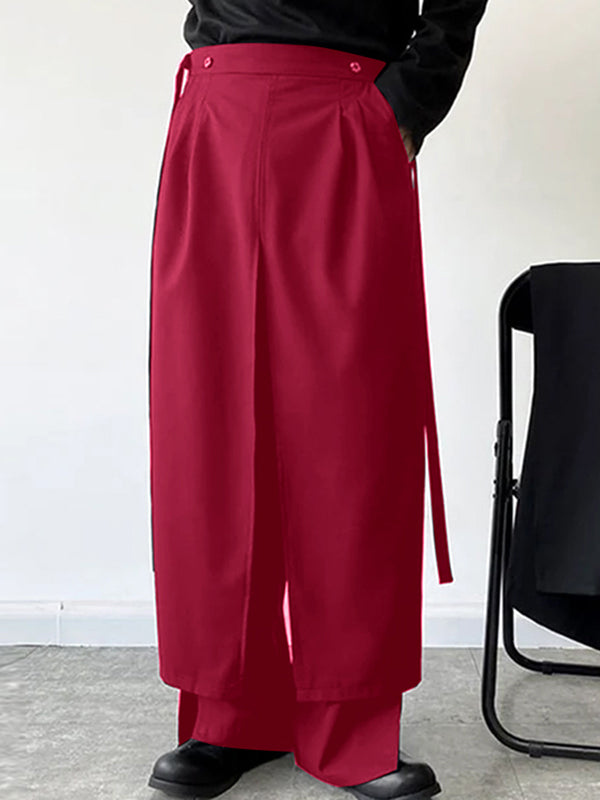 Mens Faux Two-Piece Design Loose-Fit Pant SKUK98824