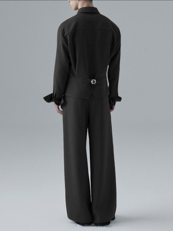 Men's Solid Color Casual Two Pieces Outfit SKUL37894