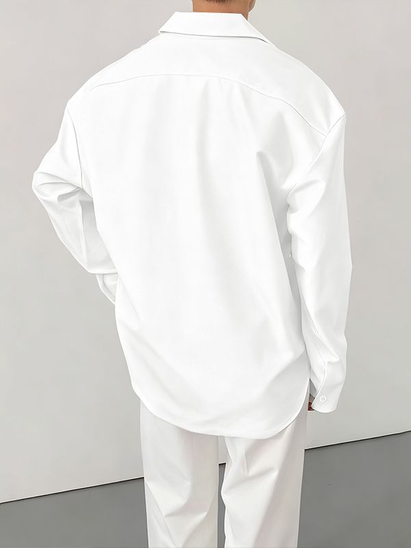 Men's Solid Color Casual Long Sleeve Shirt SKUL36217