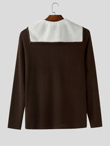 Men's Colorblock Sailor Collar Long Sleeve T-Shirt SKUL31912