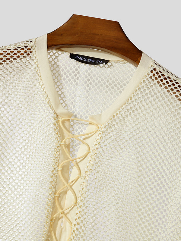 Mens Hollow Mesh Short Sleeve T-Shirt SKUL11772