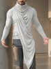 Men's Deconstructed Pleated Stacked Collar Long Sleeve T-Shirt SKUL32848