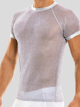 Men's Sexy Shiny Mesh See-through T-Shirts SKUH56301