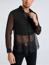 Mens Transparent Mesh Long Sleeve Shirts SKUD53139