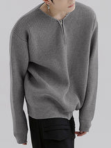 Mens Solid Zip Front Long Sleeve Sweater SKUJ92730