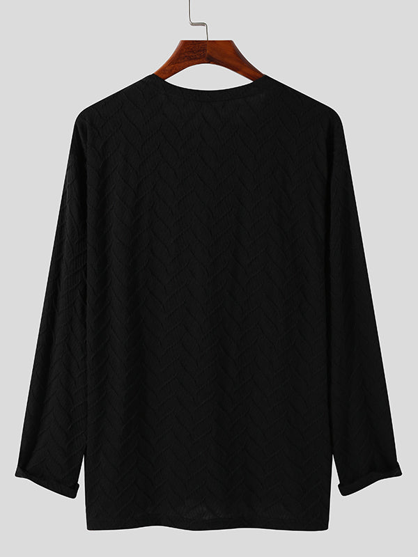 Mens V-neck Mercerized Cotton Long-sleeved Shirts SKUI34308