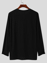 Mens V-neck Mercerized Cotton Long-sleeved Shirts SKUI34308