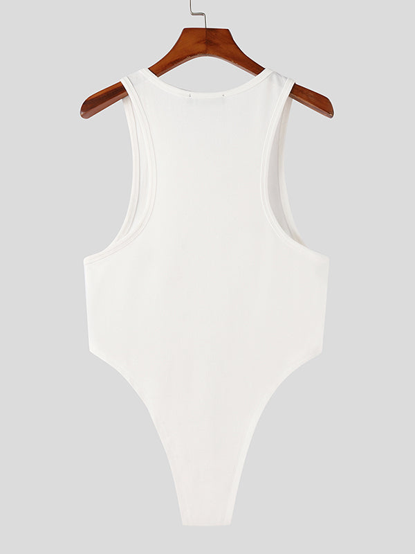 Mens Solid Sleeveless Crew Neck Bodysuit SKUK00663