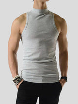 Mens Solid Half Collar Sleeveless Knit Tank SKUK02747