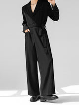 Mens Solid Lapel Belted Blazer Jumpsuit SKUJ96836