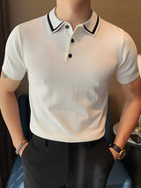 Mens Contrast Collar Knit Casual Golf Shirt SKUK02859