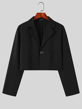 Mens Solid Long Sleeve Crop Blazer SKUJ54093