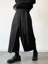 Mens Irregular Lace-up Pleated Wide-leg Pants SKUI70911