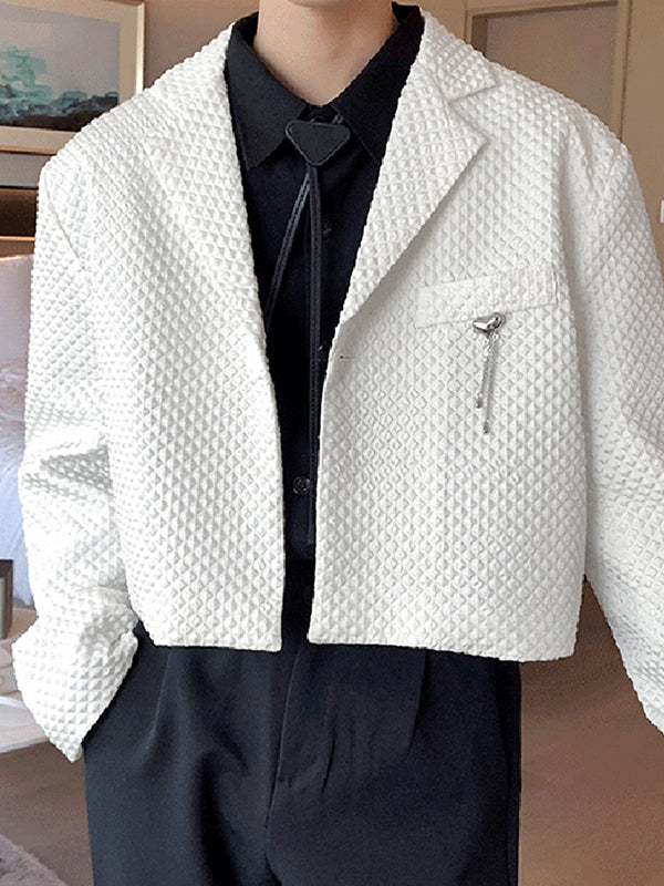 Mens Waffle Textured Long Sleeve Crop Blazer SKUJ48177