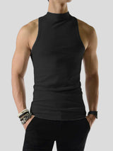 Mens Solid Half Collar Sleeveless Knit Tank SKUK02747