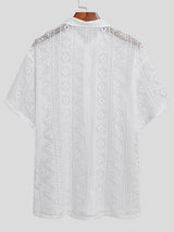 Men's Sexy Hollow Lace Loose Shirts SKUH98947