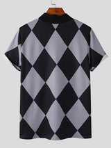 Mens Argyle Pattern Short Sleeve Knit T-shirt SKUJ92144