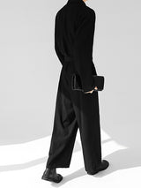 Mens Solid Lapel Belted Blazer Jumpsuit SKUJ96836