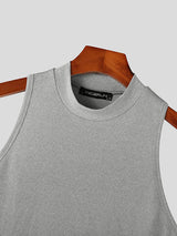 Mens Solid Half Collar Sleeveless Knit Tank SKUK02747