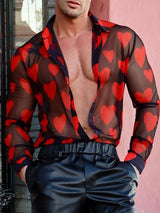 Mens See Through Heart Print Shirt SKUJ14797