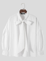 Mens Puff Sleeve Bow Shirt SKUJ09697