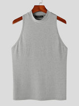 Mens Solid Half Collar Sleeveless Knit Tank SKUK02747