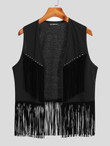 Mens Fringe Detail Front Open Waistcoat SKUJ31214