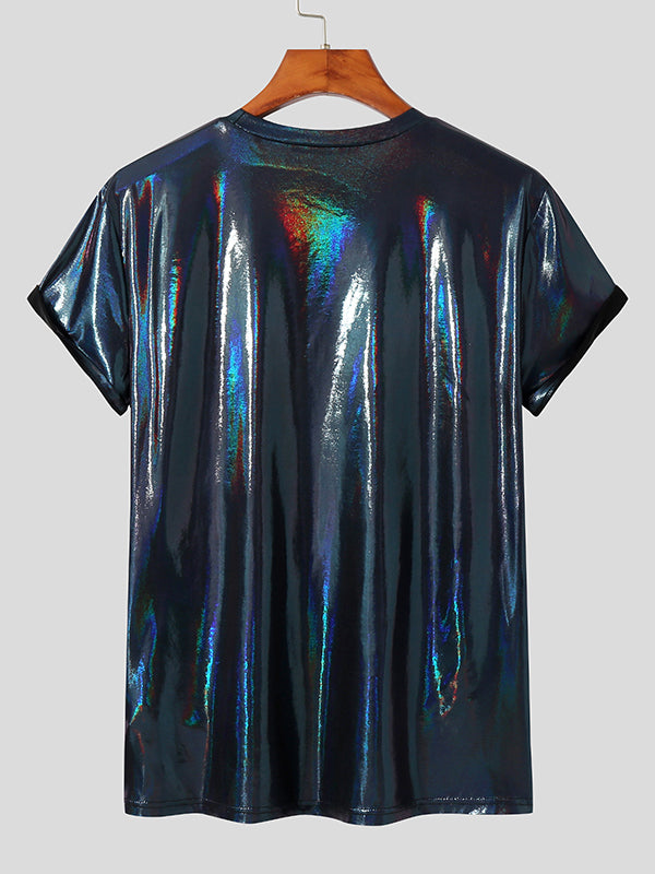 Mens Shiny Coating Skinny T-Shirt SKUJ20874