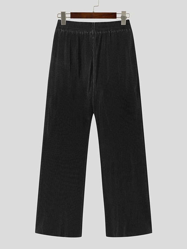 Mens Textured Striped Straight Loose Fit Pants SKUJ35724