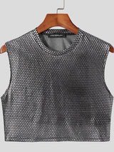 Mens Bright Silver Back Mesh Crop Top SKUI98342