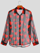 Mens See Through Heart Print Shirt SKUJ14797