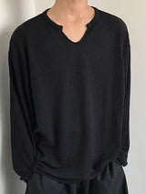 Mens Casual V-neck Pullover Long-sleeved T-Shirts SKUH76207