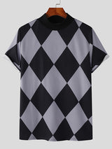 Mens Argyle Pattern Short Sleeve Knit T-shirt SKUJ92144