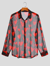 Mens See Through Heart Print Shirt SKUJ14797