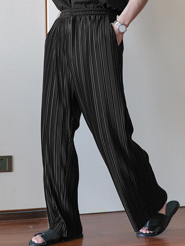 Mens Textured Striped Straight Loose Fit Pants SKUJ35724