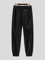 Mens Mesh Patchwork Pants with Chain Pocket SKUJ45416