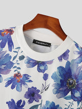 Mens Floral Print Crew Neck T-Shirt SKUK03536