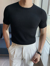 Mens Solid Short Sleeve Casual Knit T-shirt SKUK01067