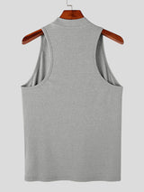 Mens Solid Half Collar Sleeveless Knit Tank SKUK02747